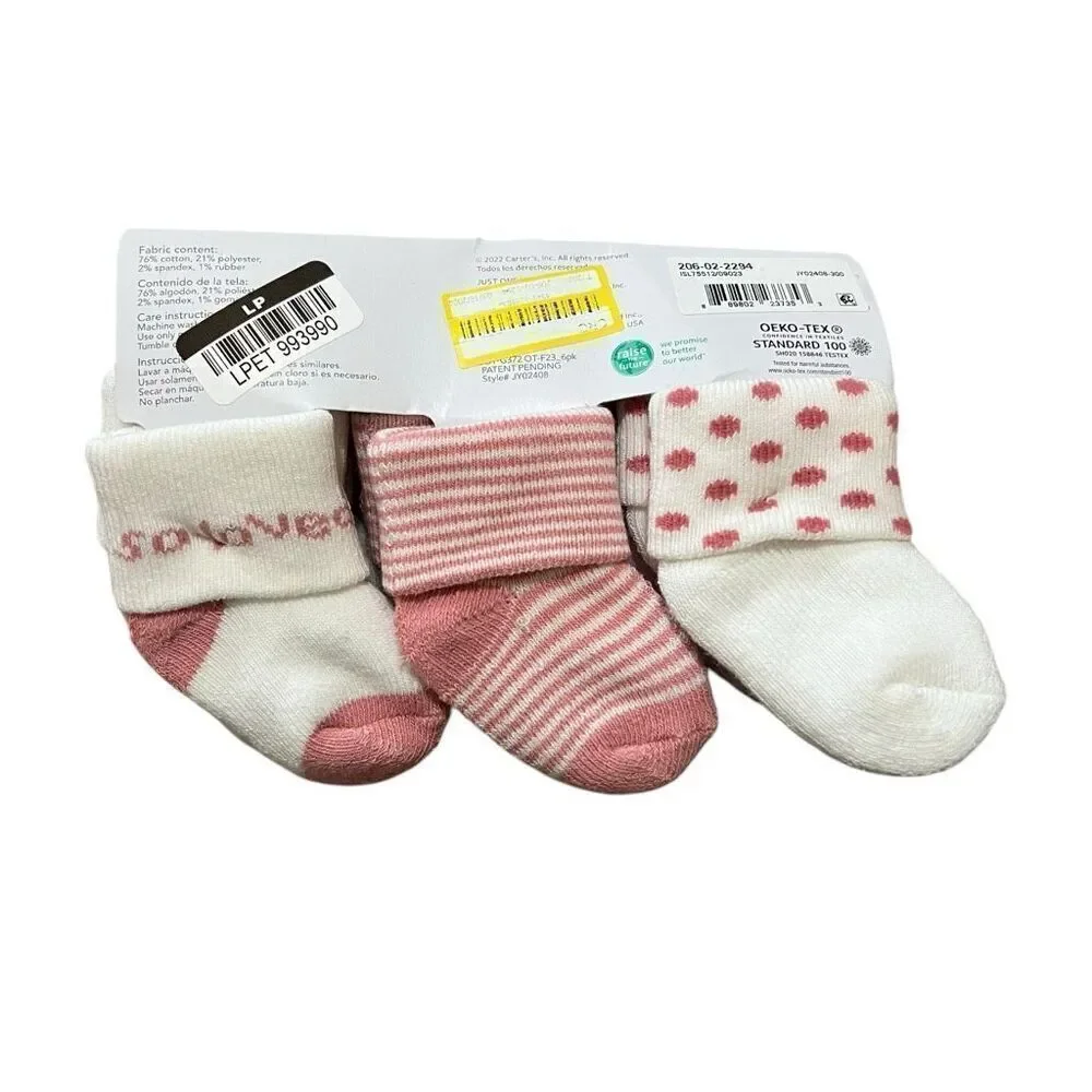 NEW Carter's Just One You Baby Girls' Terry Socks Pink 0-3M